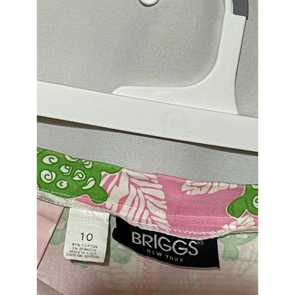 Southern Preppy Retro Pink Green Turtle Print Capri Pants - Picture 7 of 13